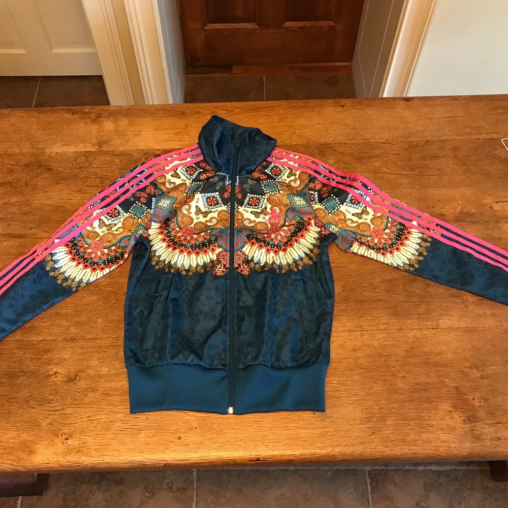 Blue Adidas butterfly zip up jacket. US small.